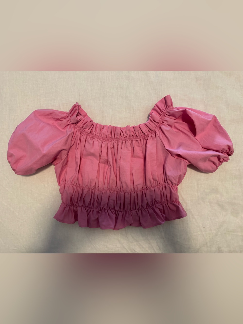Zara Off the Shoulder Pink Cropped Blouse